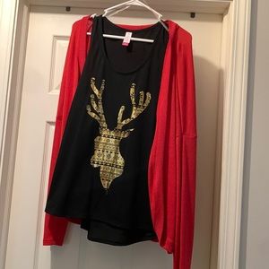Holiday tank and red lightweight sweater